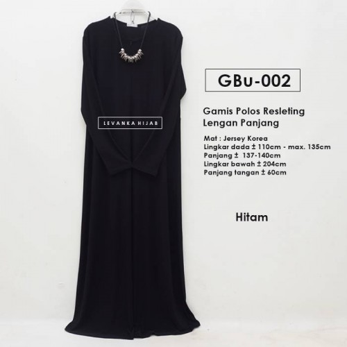 GBu-002 Gamis Polos Resleting Jersey